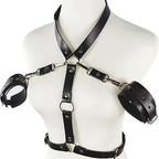 Detachable Chain Bondage Harness – Adjustable Leather Restraint with Versatile Cuff Positions