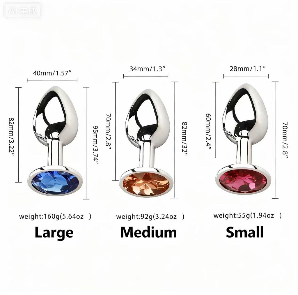 Metal Jewel Plug – 3 Sizes with Crystal Base