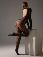 Snake Print Bodystocking – Full Body Long Sleeve One Size Lingerie