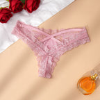 Strappy Lace Thong Panties – Black Low Rise Lingerie